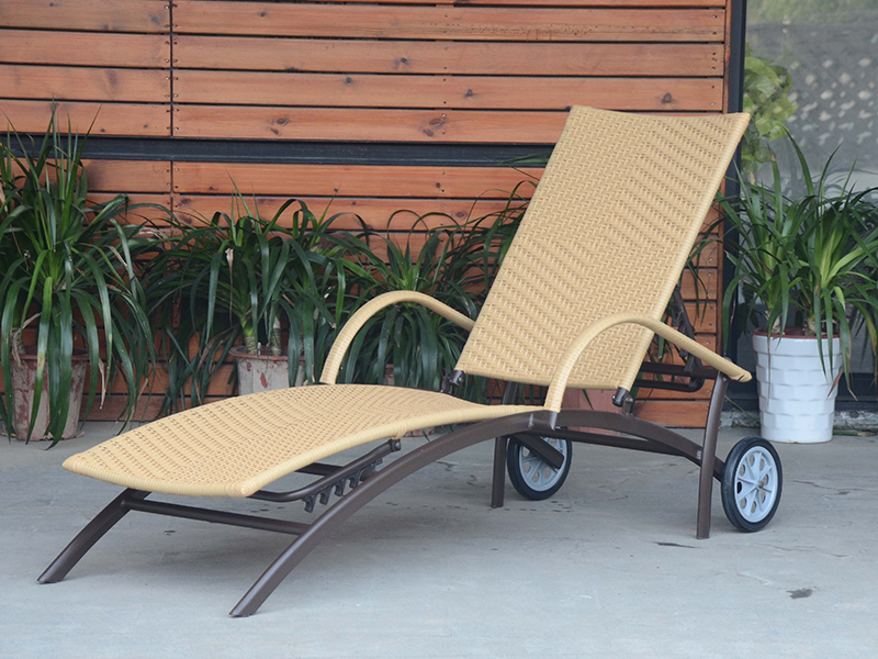 İki tekerleğe sahip açık rattan salonu, alüminyum rattan dokuma salonu, alüminyum daybed, yq-rb-404a