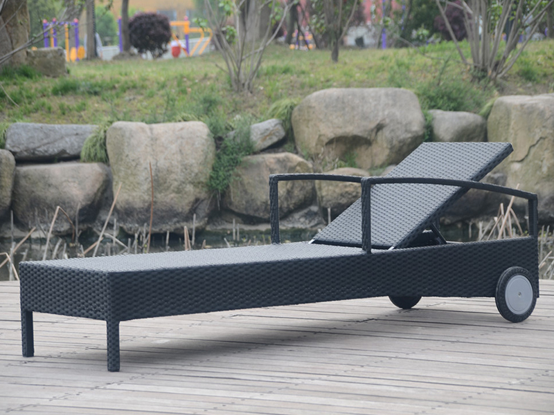 Açık Rattan Salonu, Alüminyum Rattan Daybed Wheels YQ-RB-439