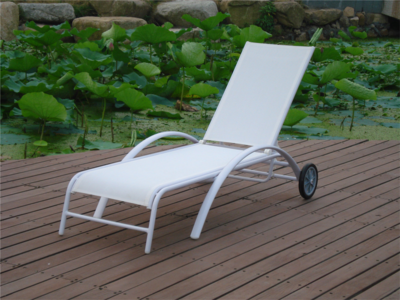 Tekerlekler ile açık salon, örgü kumaş şezlong YQ-TB-436