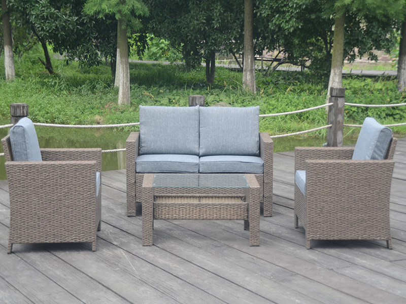 Rattan kanepe seti, rattan kanepe seti, alüminyum çerçeve rattan mobilya, yqr-407a